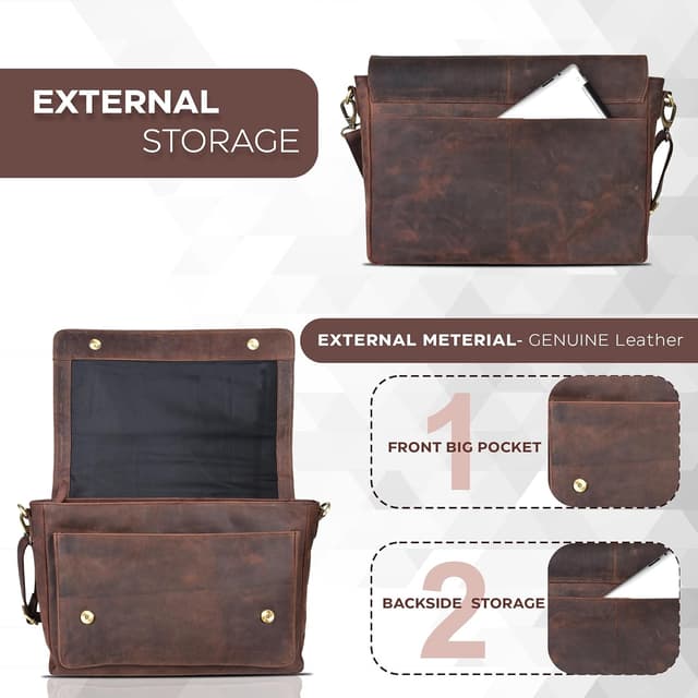 Detalle 2 de Oak Leathers Messenger Bag adjustable strap 💼
