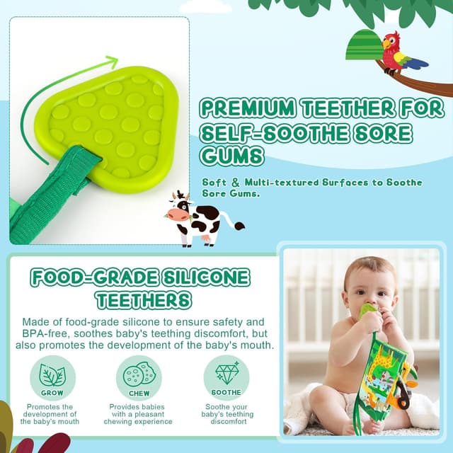 Thumbnail 4 de BBWOO Soft Baby Book sensory crinkle toy 0-12 months