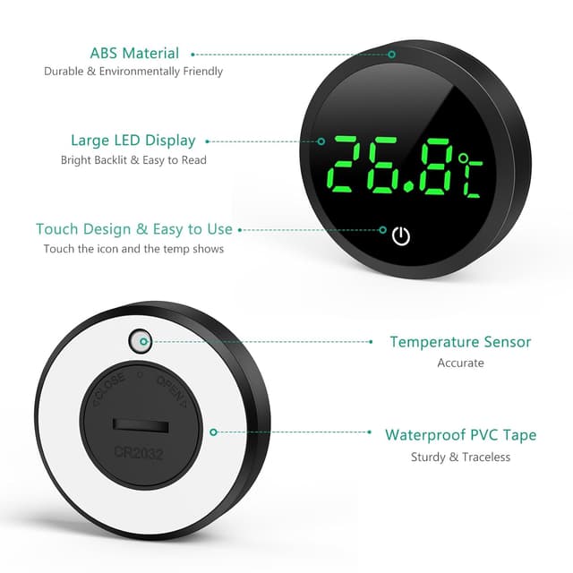Thumbnail 6 de ORIA Aquarium Thermometer LED Digital – Kleben-On Mini-Temperatursensor für Süß- & Meerwasser, Schwarz