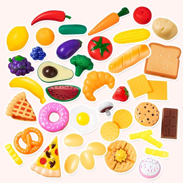 Detalle 2 de JOYIN 50-teiliges Kinder-Küchen-Playset mit Spiel-Lebensmitteln aus Kunststoff