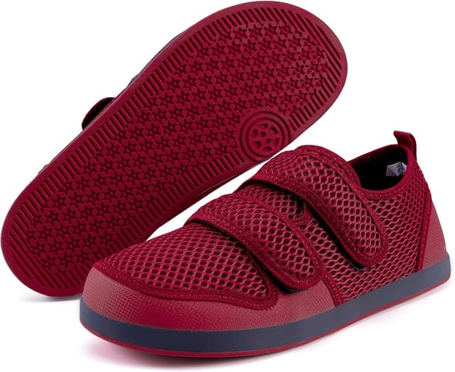 Thumbnail 6 de Diabetiker Hausschuhe (Herren & Damen) Arthritis/Ödem – verstellbare Klett-Sandalen in Rot, Größe 5 (UK)