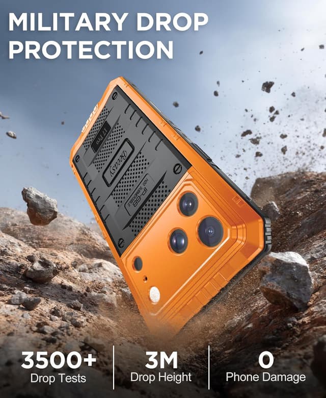 Detalle de Beeasy Robust Series iPhone 17 Pro case (IP68, military-grade protection, orange)