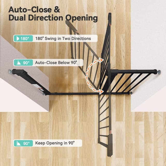 Thumbnail 3 de COMOMY 75–110 cm Sicherheitsbarriere mit automatischem Schließen – breites Metallgitter (76 cm hoch, schwarz)