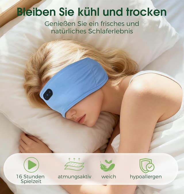 Detalle 2 de MUSICOZY Bluetooth-Schlafkopfhörer als Stirnband aus Bambusviskose