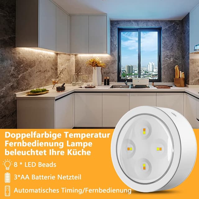 Detalle 2 de HITRENDS Kinder-Nachtlicht Set mit Fernbedienung (6 Leuchten, 2 Fernbedienungen) – 3 Farbtemperaturen