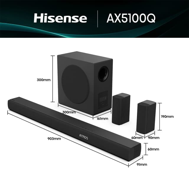 Detalle 2 de Hisense AX-5100Q Barra de sonido 580 W, Dolby Atmos