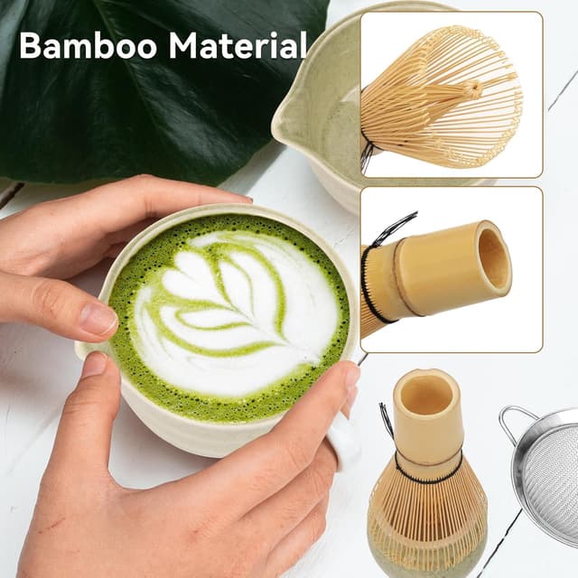 Detalle 2 de HAPLOVE Premium Matcha Tea Set with Bamboo Whisk, Bowl Scoop & Holder – complete matcha making kit