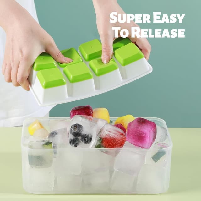 Thumbnail 1 de JRISBO Cubiteras Silicona para Hielo Grande, 2 Piezas