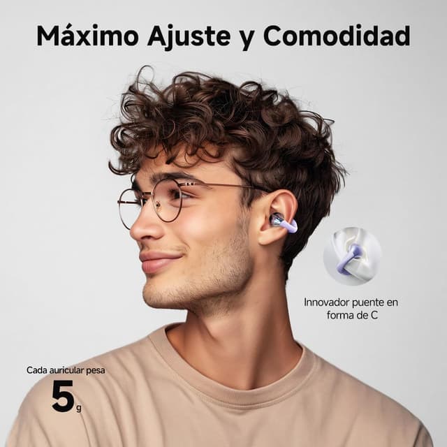 Detalle de QCY Crossky C30 cuffie open-ear wireless Bluetooth 5.4 con chiamate ENC e doppia connessione