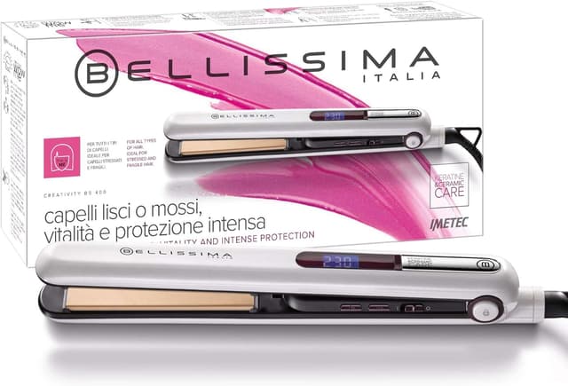 Detalle de Bellissima Imetec Creativity B9 400: piastra per capelli lisci o mossi con rivestimento ceramica e cheratina