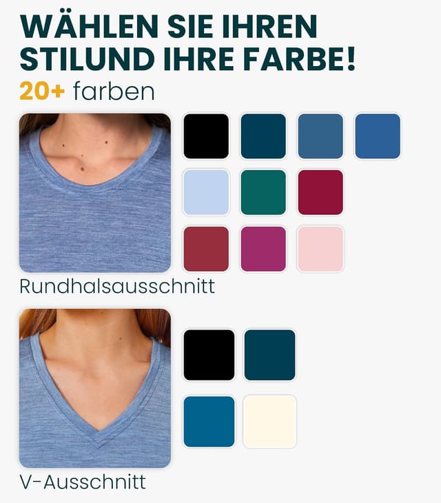 Detalle de Merino.tech 100% Merino Shirt Damen – Kurzarm Thermo-Unterhemd zum Wandern