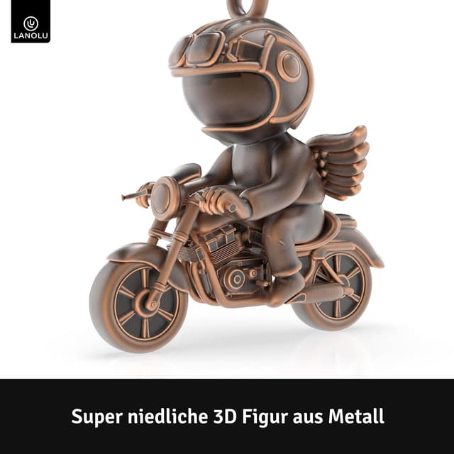 Detalle de LANOLU Motorrad-Schlüsselanhänger „Engel auf dem Motorrad“ aus Metall – Geschenk für Motorradfahrer