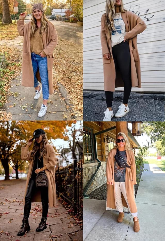 Thumbnail 3 de Womens Long Sleeve Maxi Cardigan Oversized Knitted Sweater Coat