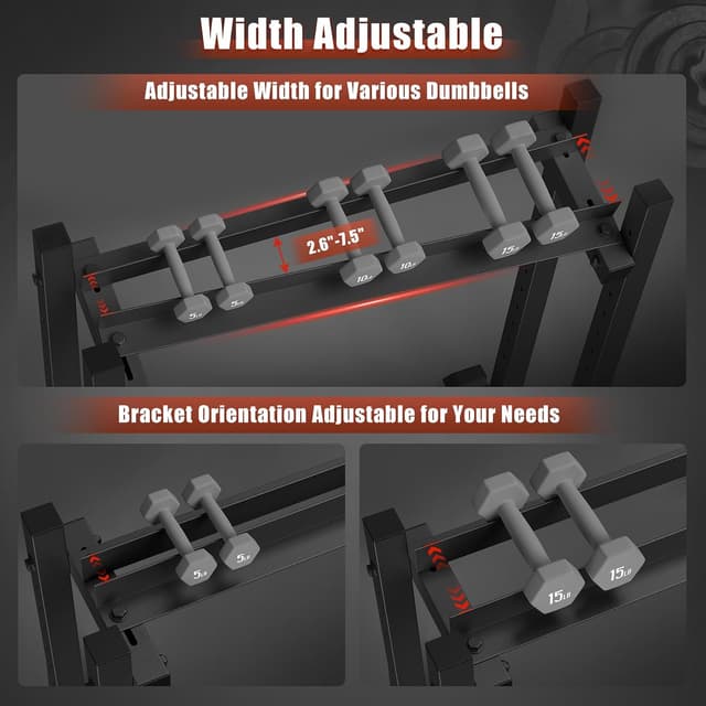 Thumbnail 5 de 3-Tier Dumbbell Rack 1100LB Capacity Weight Rack ๐