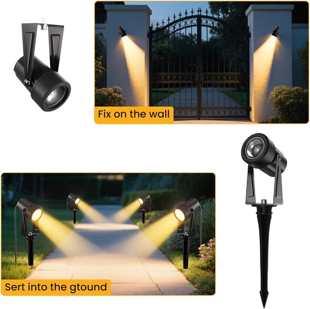 Detalle 2 de GLOBELIT LED Gartenstrahler 8er-Set mit 27 m Kabel, IP65, 3000K und 30° Strahlwinkel (360° einstellbar)