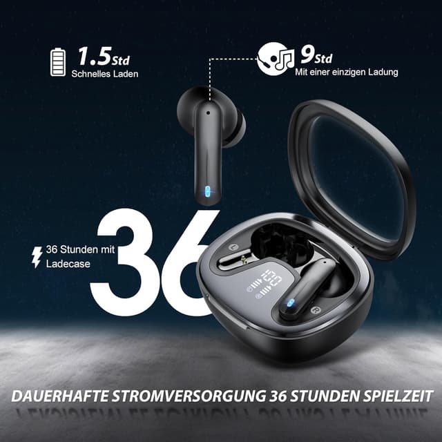 Detalle 2 de AI Kopfhörer Übersetzer 3-in-1 Translator Earbuds mit Bluetooth 5.4 – Schwarz (135 Sprachen)