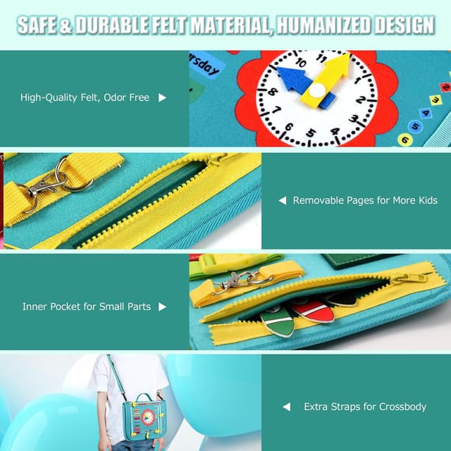 Detalle 2 de VISATOR Busy Board Montessori 8‑piece sensory toys 🎲