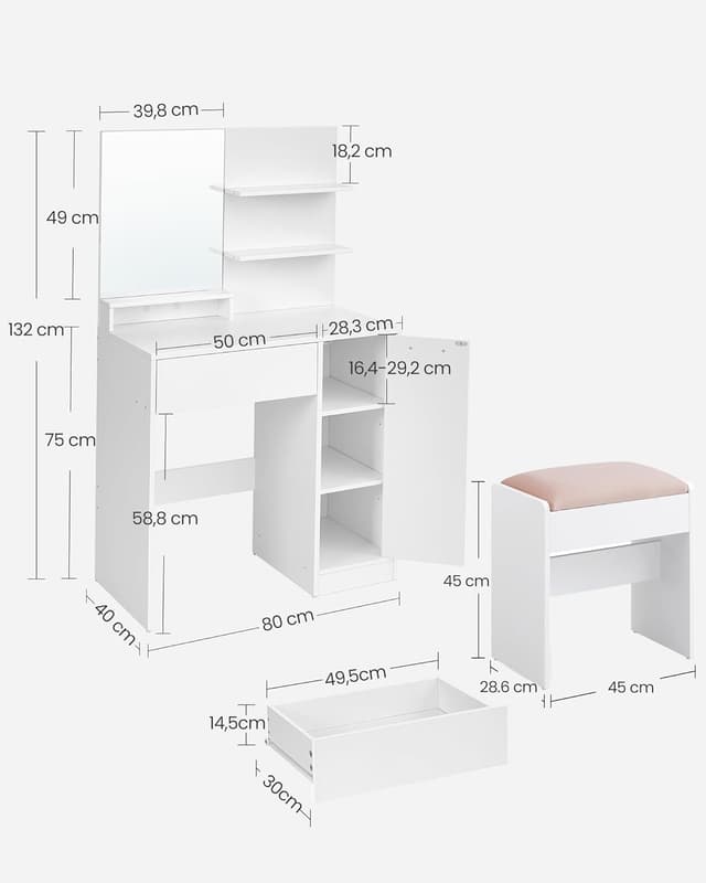 Thumbnail 5 de VASAGLE RDT719W01 coiffeuse 120 kg đź’„