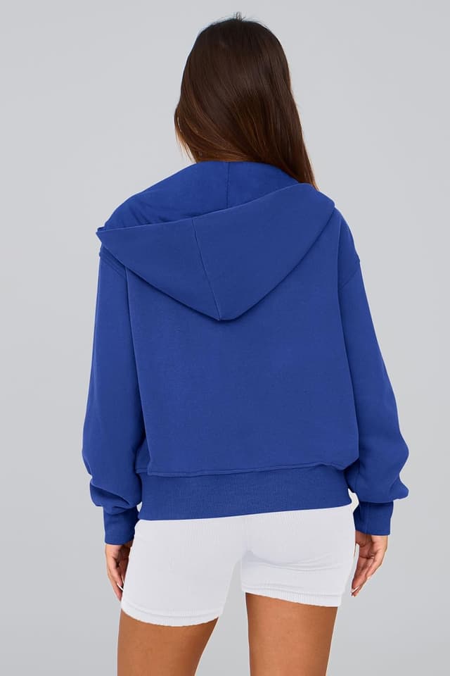 Detalle de PRETTYGARDEN Women’s Zip-Up Hoodie Sweatshirt (Soft Fleece, Front Pockets) — Fall & Winter Layer