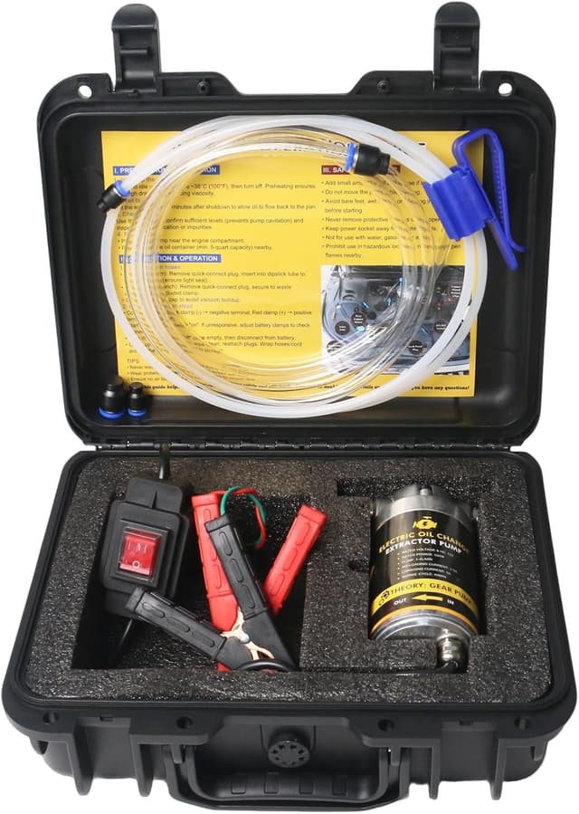 Detalle de FACFUEL Electric Oil Extractor Pump (12/24V, 100W) Oil Change Transfer Kit with Storage Case