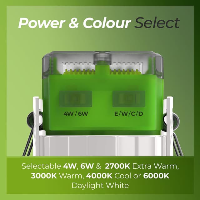 Detalle de Luceco FTYPE MK2 LED Flat Downlight (Power Change & 4 CCT Options) White, IP65, Fire Rated, FTF6WCCT