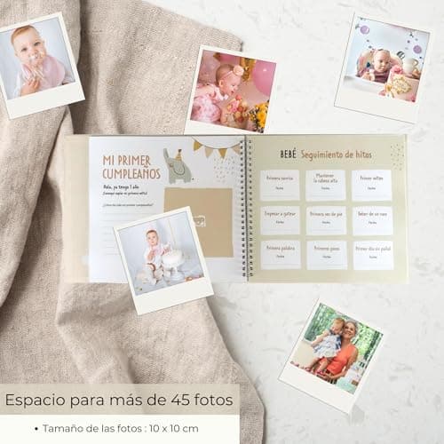 Thumbnail 6 de HuBorns HUBORNS: libro de recuerdos del bebé (nacimiento a 5 años) con álbum y diario