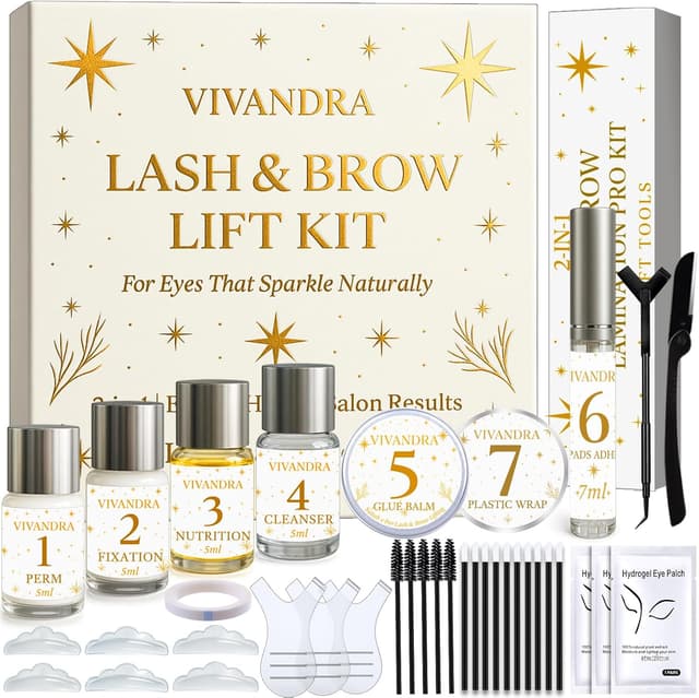 Detalle de Kit 2-en-1 Brow Lift & Rehaussement de cils avec adhésifs pour patchs Sourcil/Sourcils plus denses – Trousse professionnelle maison