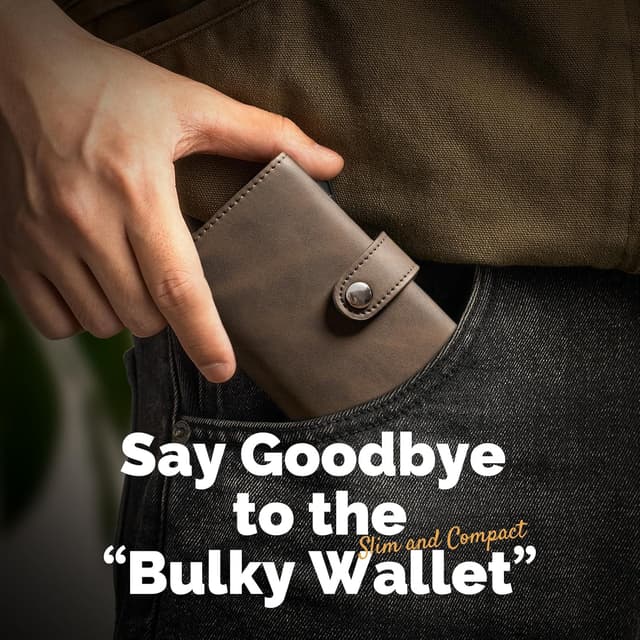 Detalle 2 de YESIIW Crazy Horse Brown RFID Leather Card Holder Wallet with Pop-Up Mechanism (up to 9 cards, 2 ID windows)