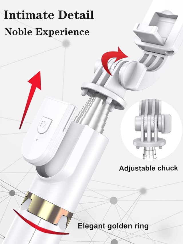 Detalle de Selfie Stick Tripod with Wireless Remote, 46 in Cell Phone Tripod Stick with LED Fill Light