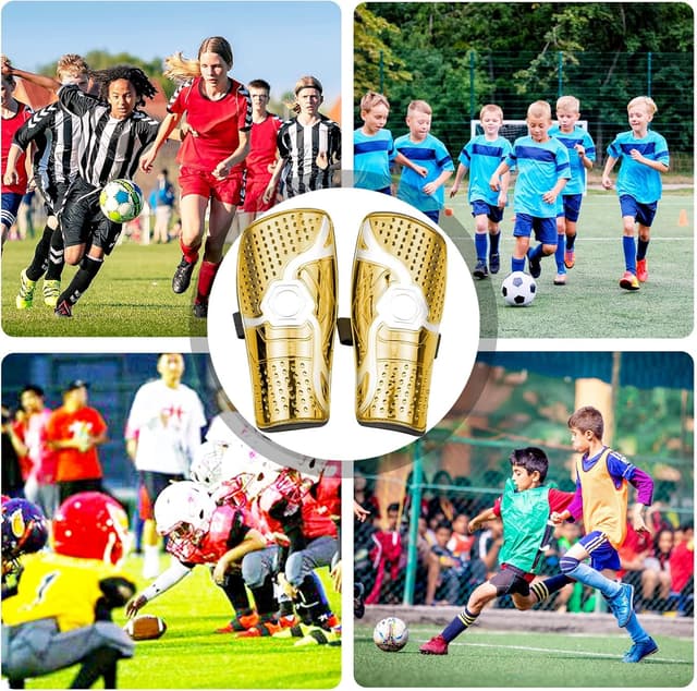 Detalle de Goldmiky Parastinchi da calcio per bambini (6-12 anni) con maniche elastiche e protezione per le gambe