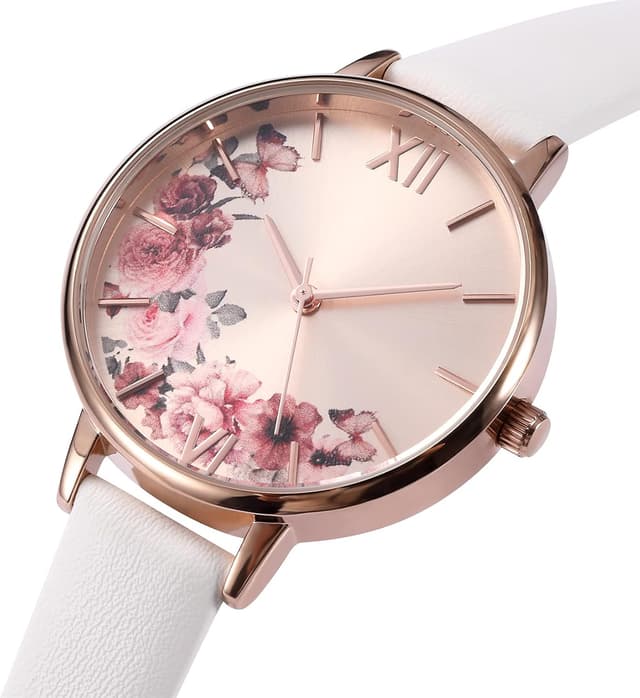 Detalle de KIMOMT Damenarmbanduhr mit Lederband – Japanisches Quarzwerk, wasserdicht für Alltagssituationen