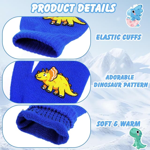 Thumbnail 3 de QKURT Toddler Knitted Mittens for 2–5 Years 6 Pairs