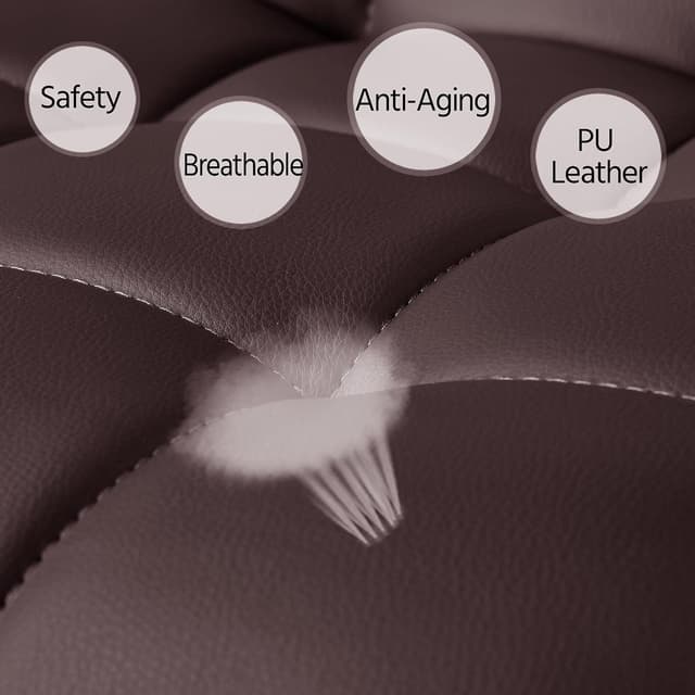 Detalle 2 de Yaheetech Sedia Ufficio Scrivania con Ruote Girevoli e Altezza Regolabile (Ecopelle) con Braccioli Rimovibili, Marrone