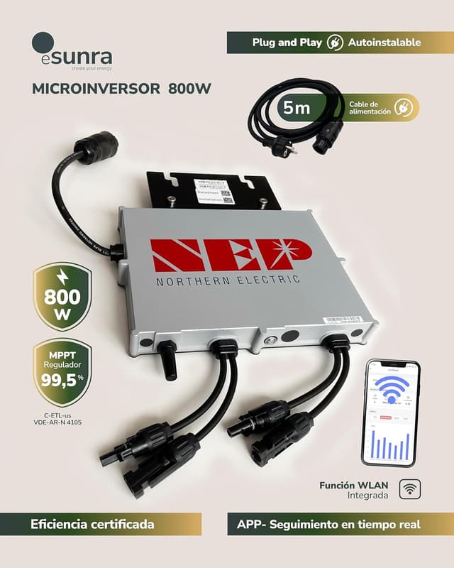 Thumbnail 6 de ESUNRA Kit Solar Balcón 800W 🌞 Bifaciales, Plug & Play