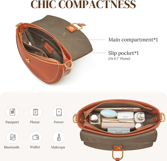 Detalle 2 de S-ZONE Top Grain Leather Crossbody 6.7