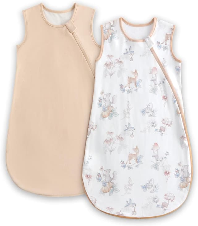 Detalle de WYTbaby 2er Pack Baby-Schlafsack 1,5 Tog aus 100% Baumwolle (0–24 Monate)