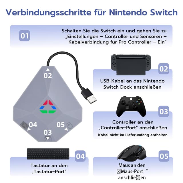 Detalle 2 de Wigearss Adapter Maus Tastatur Konverter für Switch