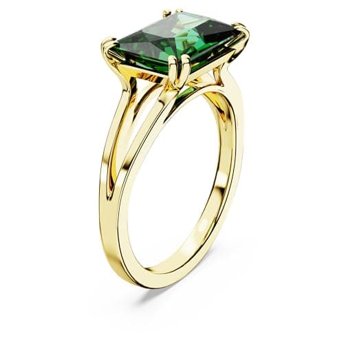 Detalle 2 de Swarovski Anillo Matrix rectangular verde, baño oro 💍