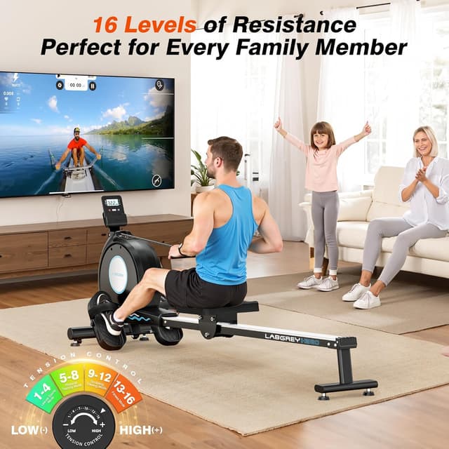 Thumbnail 1 de LABGREY magnetic rowing machine, 350LB capacity