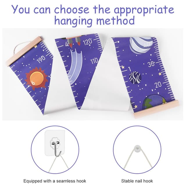 Detalle de Aolso Kinder-Messlatte Astronaut: Größenmesser & Baby-Wachstumstabelle zum Aufhängen