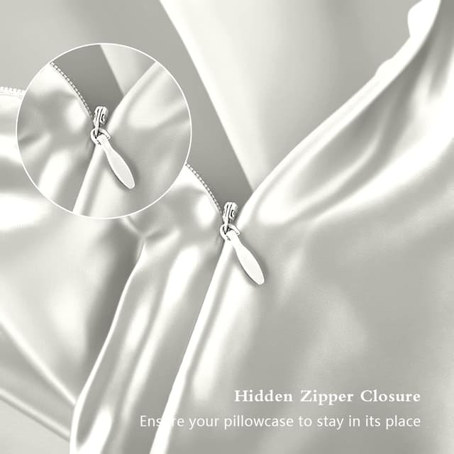 Detalle de DKBslik Mulberry Silk Pillowcases (Set of 2) — Standard Size, Natural Silk Satin