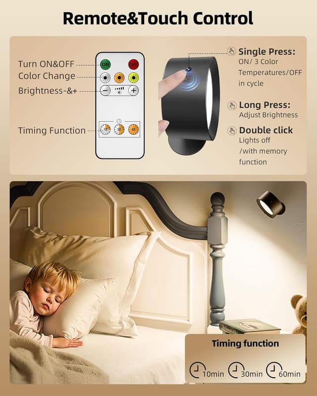 Thumbnail 4 de EZVALO LED Wall Lights 2000mAh Rechargeable