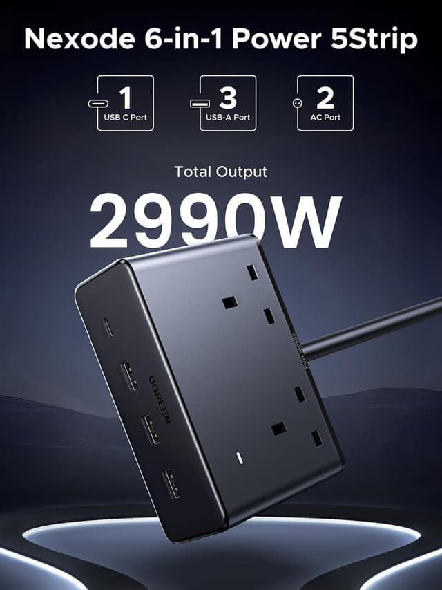 Detalle 2 de UGREEN Extension Lead 1.5m with 4 USB slots 🔌