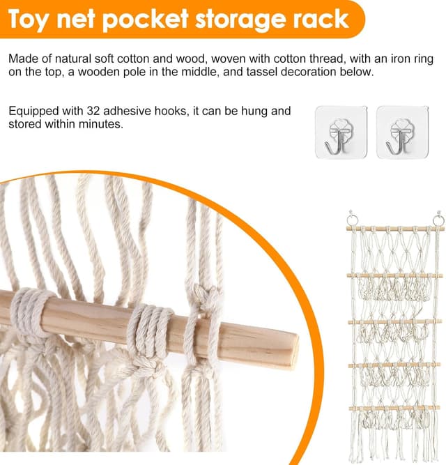 Detalle 2 de YUNYODA Kuscheltier Aufbewahrung Netz 4 Etagen