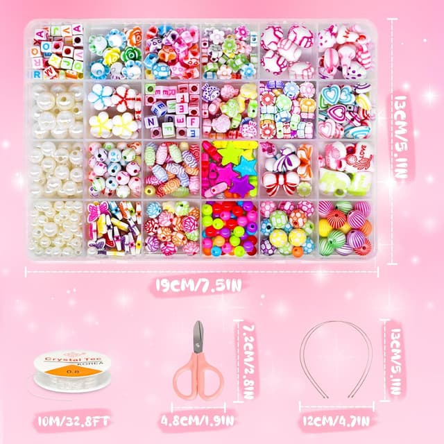 Detalle 2 de Amteker Perlen-Set zum Auffädeln 24 Farben 🎀