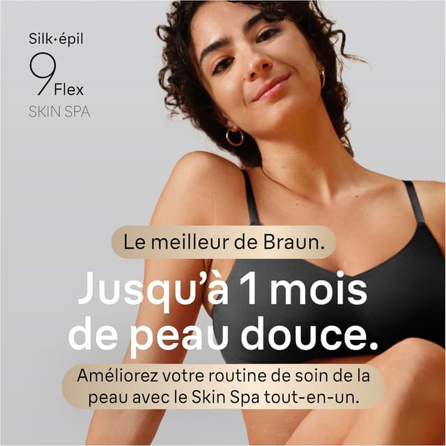 Detalle de Braun Silk·épil 9 Flex SkinSpa (9-681 3D) : épilateur femme étanche avec tête flexible 360° et coffret FaceSpa