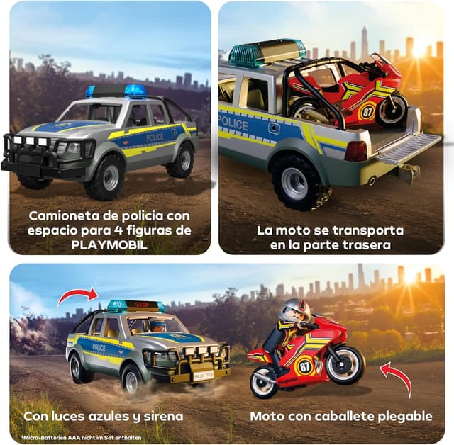 Detalle 2 de PLAYMOBIL 71875 Persecución policial con luces 🚓