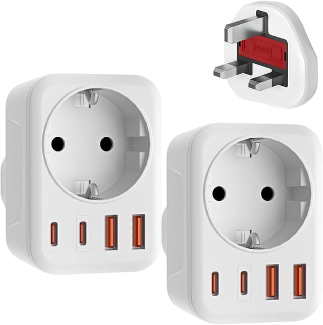Detalle de 2er Pack Reiseadapter UK Steckdosenadapter 🔌