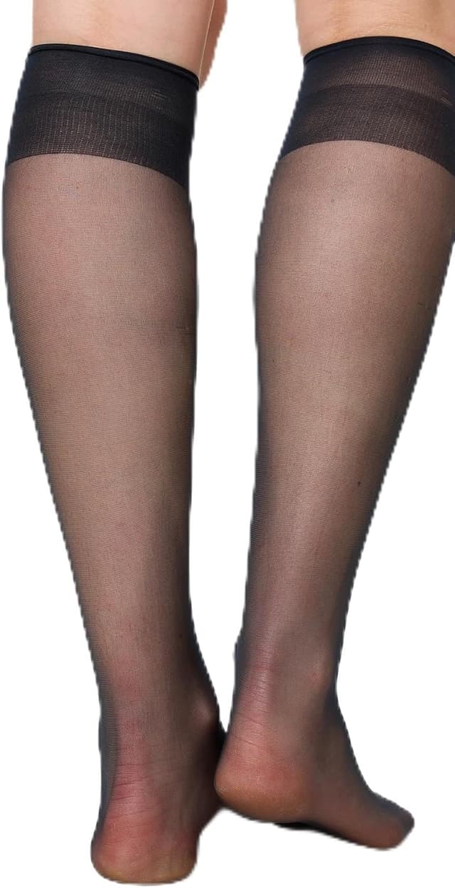 Detalle de Nur Die 5er Pack Knie-Seidenfein 15 DEN transparente Fein-Kniestrümpfe (Nylon) mit Komfortbund