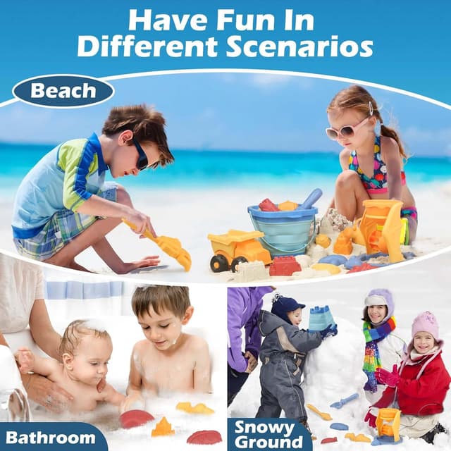 Detalle 2 de YIMORE Giochi Spiaggia da 30 pezzi con secchiello pieghevole e borsa a rete